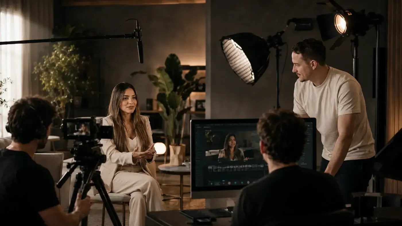 Bastidores de produção audiovisual profissional